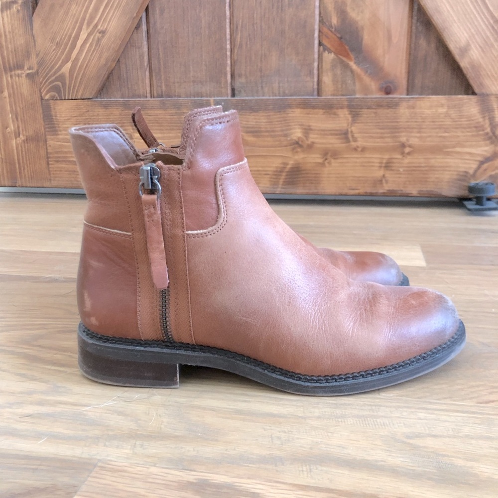 Franco Sarto Side Zip Booties in Cognac